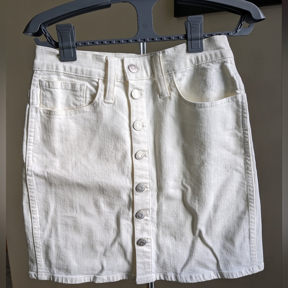 NWT Sz 25 Madewell White Stretch Denim Button Skirt - Picture 2 of 6